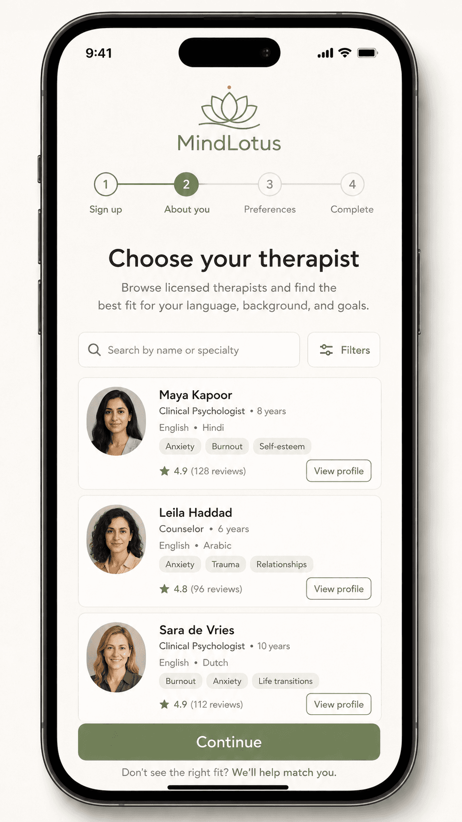 Pick therapist
